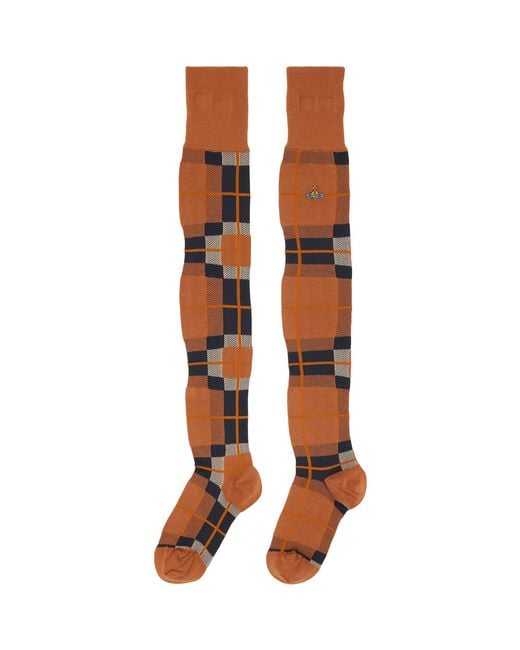 Vivienne Westwood Brown Locharron Over The Knee Socks