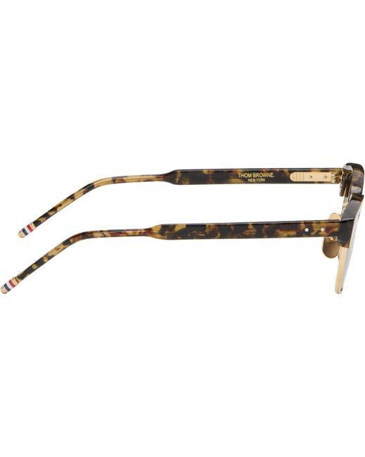 Thom Browne Brown Acetate & Titanium Oval Sunglasses for men
