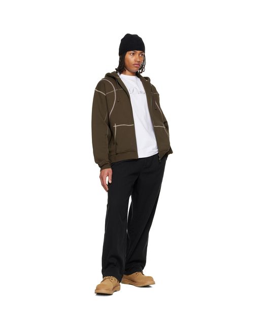 Dime Brown Court Zip Hoodie for men