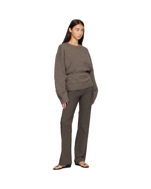 St. Agni Brown Taupe Wool Crew Neck Sweater