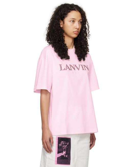 Lanvin Pink Oversized Embroidered Curb T-shirt
