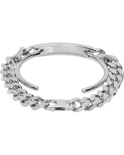 MM6 by Maison Margiela Black Logo Cuff Bracelet for men