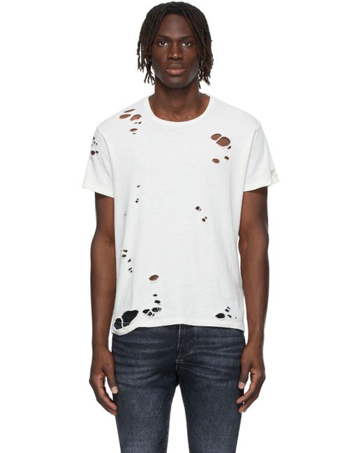 R13 Cotton Off- Destroyed Boy T-shirt in Ecru (White) for Men - Lyst