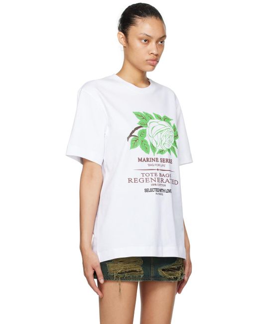 MARINE SERRE Green White Printed T-shirt