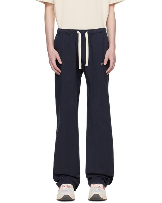 Palm Angels Blue Navy Embroidered Sweatpants for men