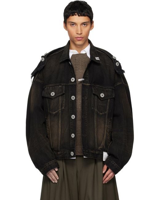 Maison Mihara Yasuhiro Black Deconstructed Denim Jacket for men