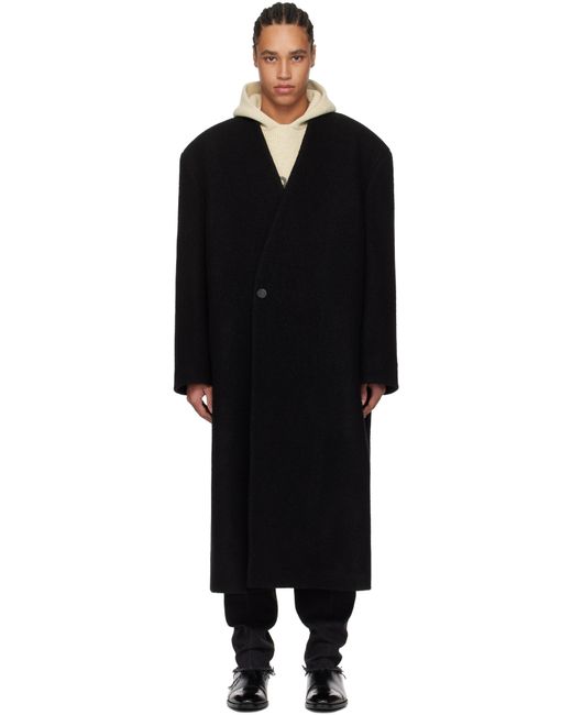 メンズ Fear Of God ブラック ボイルドウール ノーカラー リラックス コート Black