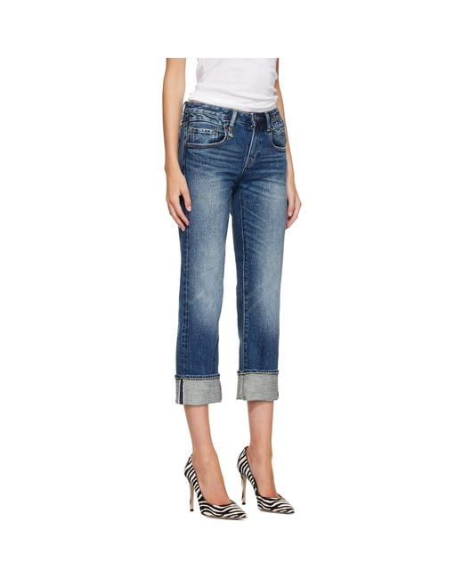 R13 Blue Cuffed Boy Straight Jeans