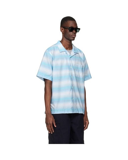 Nanamica Blue Open Collar Pique/Shirt for men
