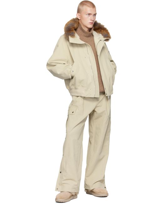 Burberry Natural Faux-Fur Trim Cotton Bomber Jacket for men