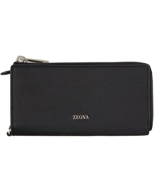 Zegna Black Zip Continental Wallet for men