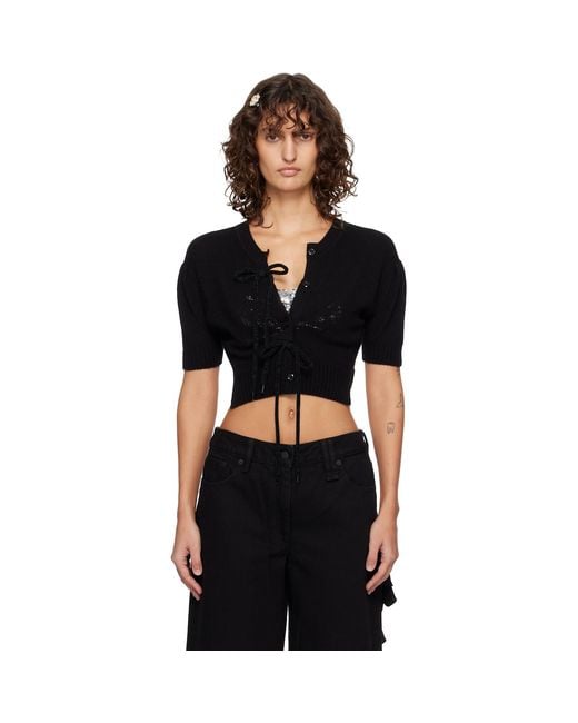 Simone Rocha Black Cropped Cashmere Cardigan