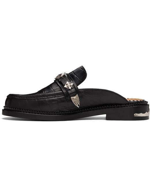 Toga Virilis Black Embossed Croco Loafers for men
