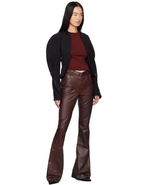 Mugler Multicolor Burgundy Waxed Denim Jeans
