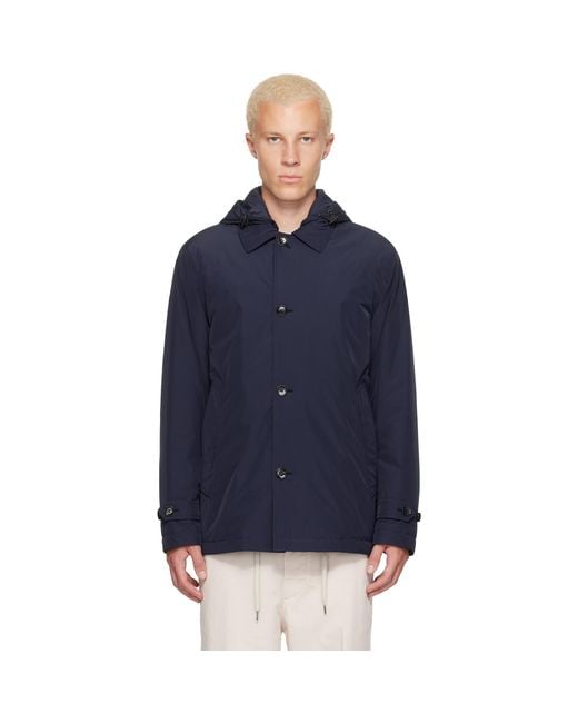 Moncler Blue Evrine Hooded Down Parka Jacket for men