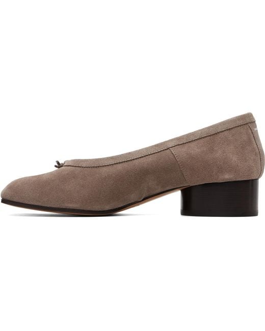 Maison Margiela Gray Taupe Tabi Ballerina H30 Suede Heels