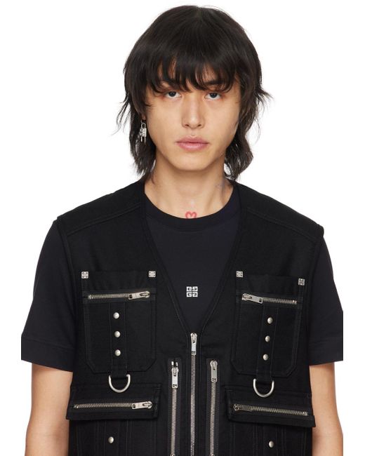 Boucle d'oreille unique argentée à ferrure à cadenas Givenchy pour homme en coloris Black