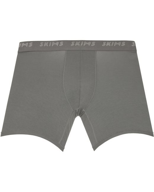 Skims Gray Three-Pack Stretch 5 Boxer Briefs for men
