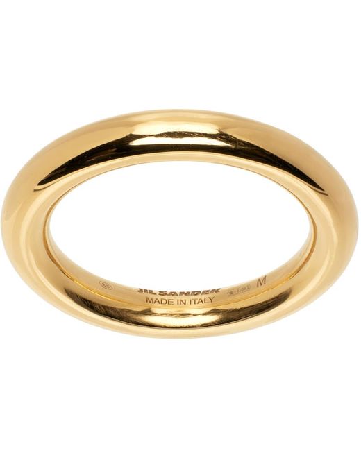 Jil Sander Metallic Gold Classic Ring for men