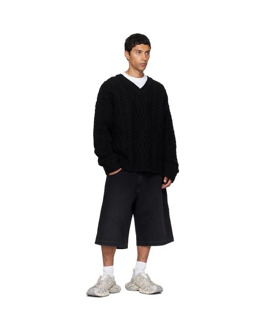 Vetements Black Cable-Knit Sweater for men