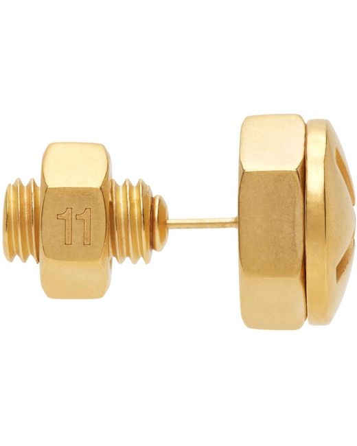 Maison Margiela Metallic Gold Oversize Nuts & Bolts Single Earring for men
