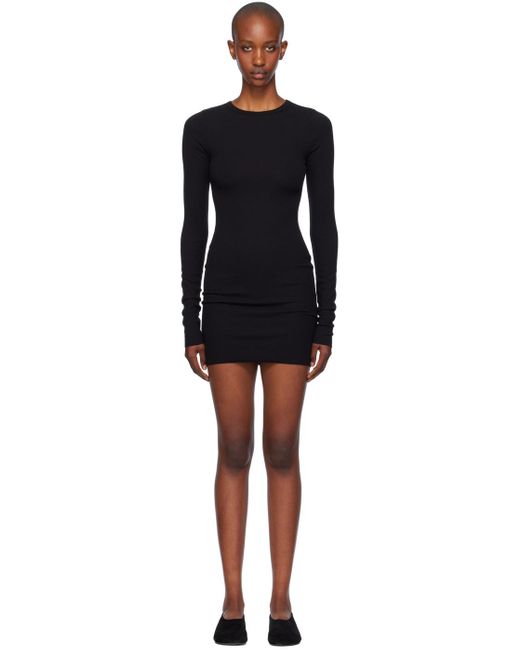 ÉTERNE Black Long Sleeve Crewneck Minidress