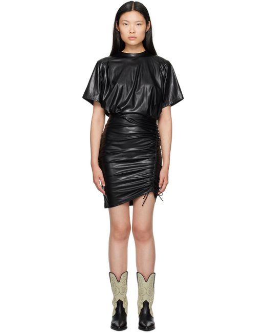 Isabel Marant Black Balesi Faux-Leather Minidress