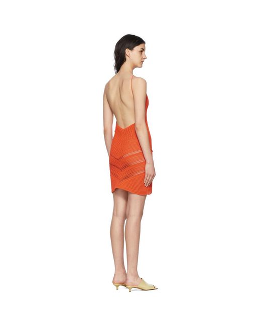 Bottega Veneta Black Orange Cotton Mini Dress