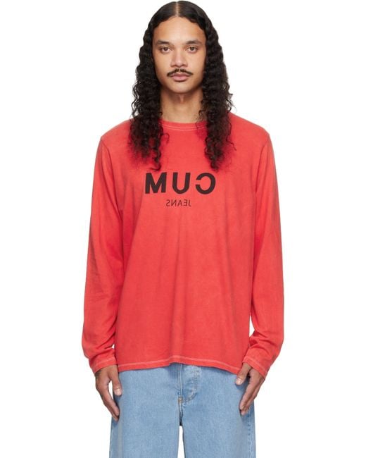 Edward Cuming Red Long 'Cum' T-Shirt for men