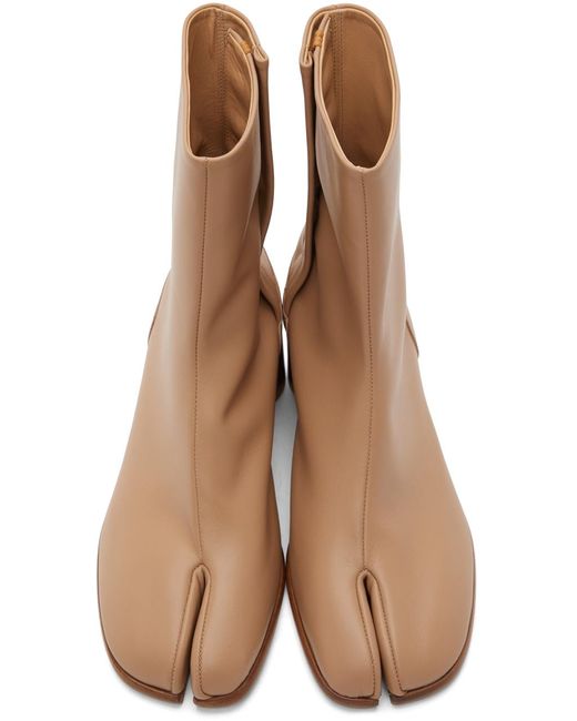 Maison Margiela レザー ベージュ Tabi 足袋 ミッド ヒール ブーツ カラー ナチュラル メンズ Lyst
