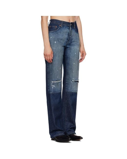 MM6 by Maison Margiela Blue Distressed Panel Denim Jeans