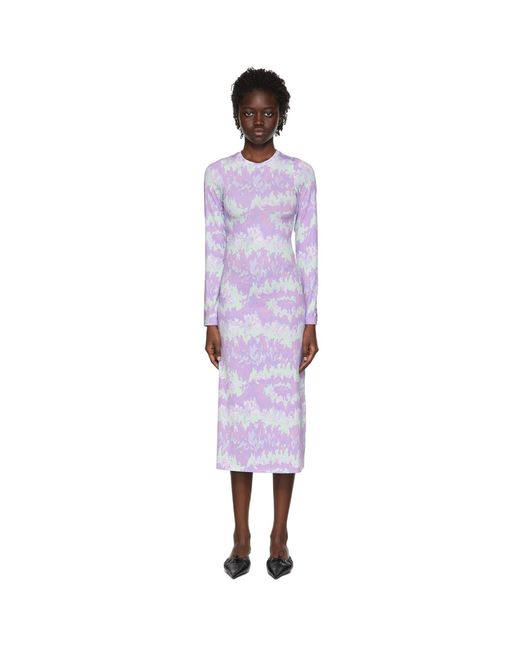 ROKH Black Purple Polyester Mid-length Dress
