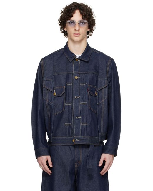 sacaiサカイ★インディゴ Levi'sエディション デニムジャケット リーバイス×sacai」デニムジャケット3種をドッキング、7ポケット