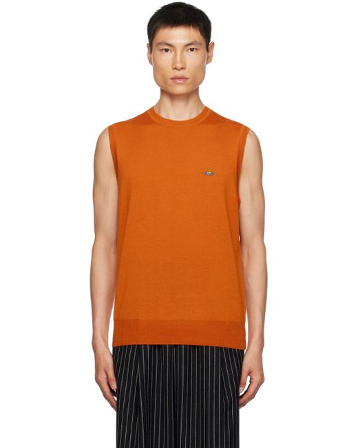 Vivienne Westwood Orange Embroidered Vest for men