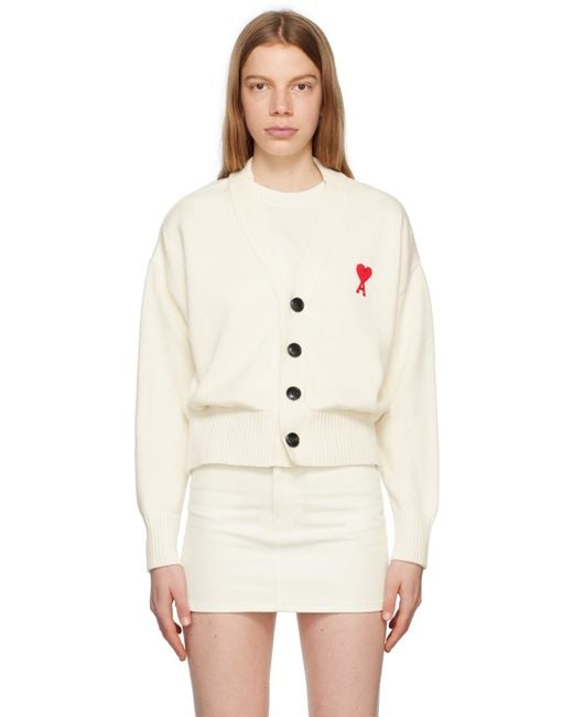 AMI PARIS AMI DE COEUR カーディガン オフホワイト AMI Paris Off-White Ami de Cœur Cardigan AMI