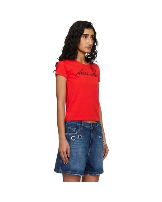 Marc Jacobs Red 'Kiss Me' Shrunken T-Shirt