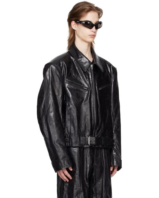 Alexander Wang Black Belted Leather Jacket for men