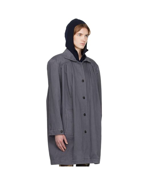 OPEN YY Blue Over Shirred Top Coat