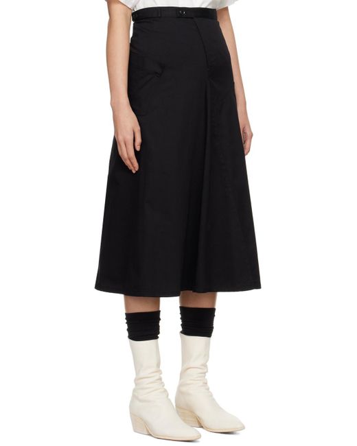 Y's Yohji Yamamoto Black Flare Midi Skirt