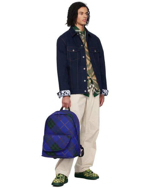 Grand sac à dos bleu à poche en forme de bouclier Burberry pour homme en coloris Blue