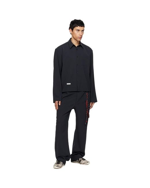 Song For The Mute Black Pinstripe Gabardine L/S Shirt for men