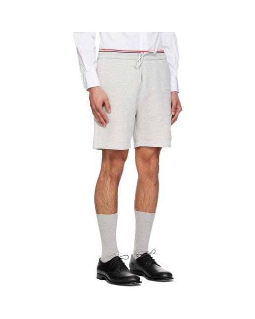 Thom Browne White Pique Loopback Sweat Shorts for men