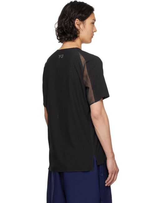 メンズ Y-3 ブラック Running 半袖Tシャツ Black