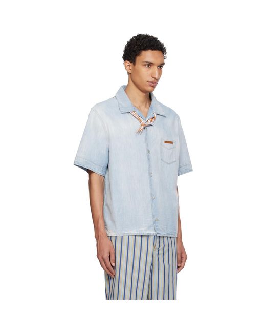 Marni White Chambray Neck Tie Shirt for men