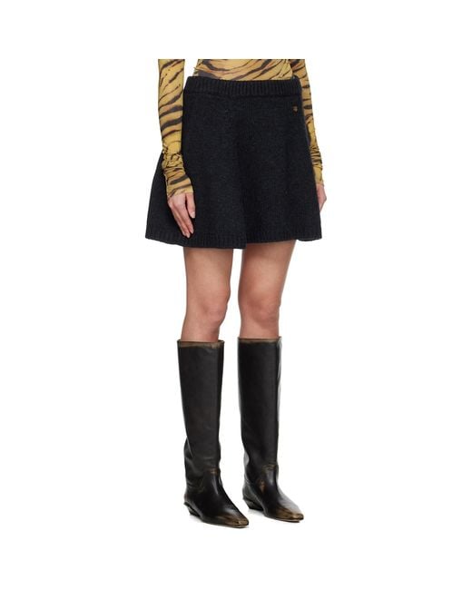 Ganni Black Wool Miniskirt