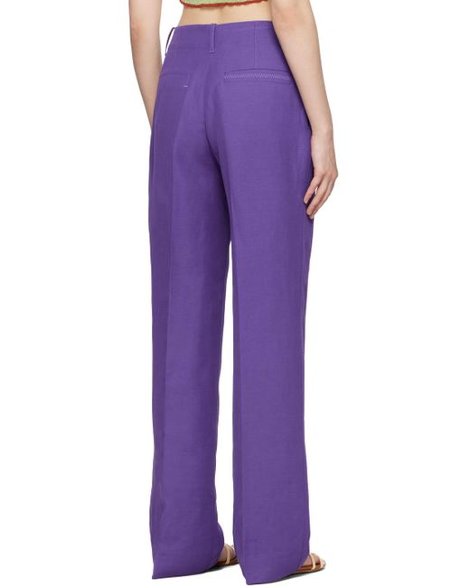 Jacquemus Purple Le Raphia 'le Pantalon Cordao' Trousers