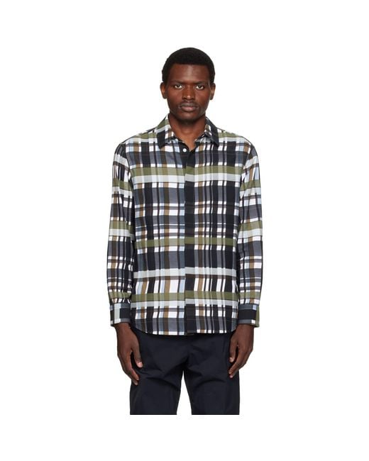 Bottega Veneta Black Cotton Check Shirt for men