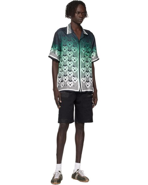 Casablanca Multicolor Gradient Monogram Short Sleeve Silk Shirt for men