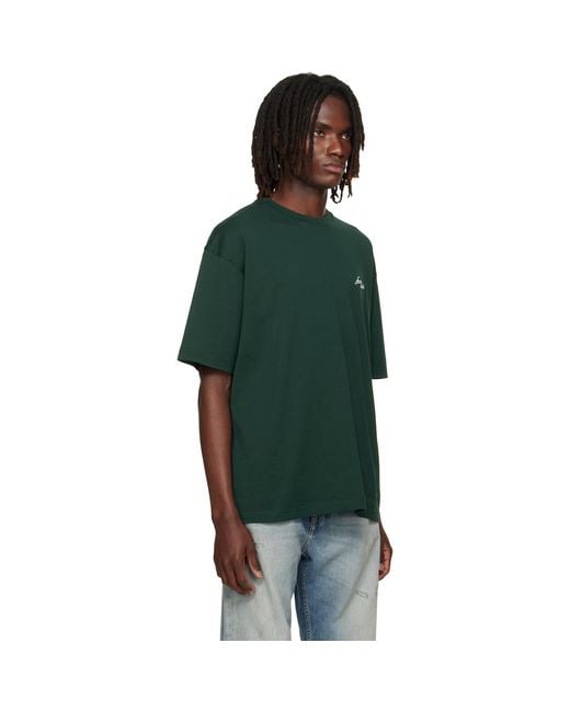 Acne Green Embroidered-Logo T-Shirt for men
