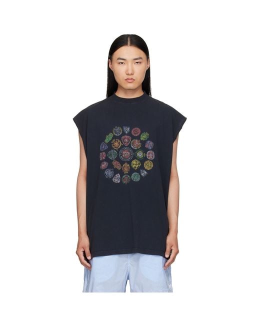Balenciaga Blue Spiral Crest T-Shirt for men